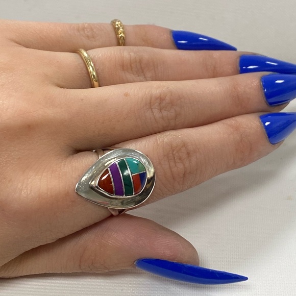 Navajo made Teardrop ring - Picture 5 of 8
